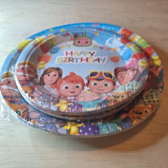 Coco Melon Birthday Party Plate Napkin Balloon Cake Topper Bottle Label Stickers - Picture 3 of 9
